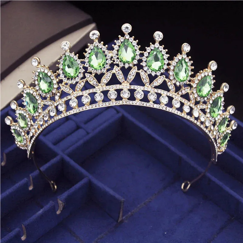 Princess Crystal Water Drop Tiara Crowns Hair Jewelry Accessory