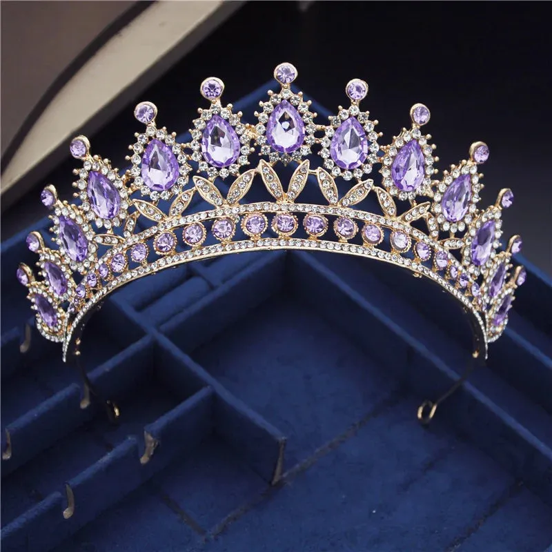 Princess Crystal Water Drop Tiara Crowns Hair Jewelry Accessory