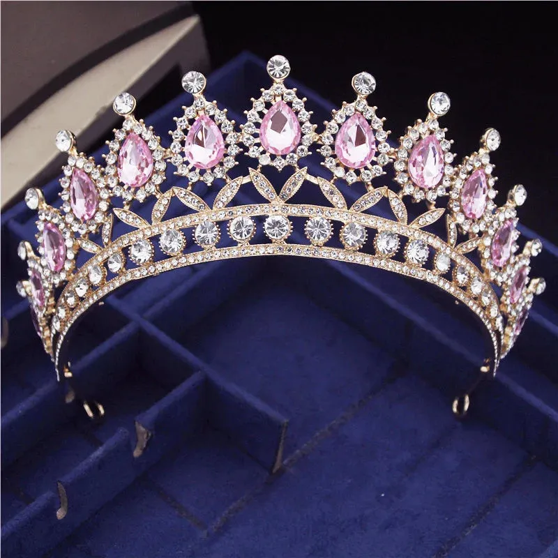 Princess Crystal Water Drop Tiara Crowns Hair Jewelry Accessory