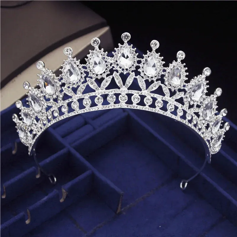 Princess Crystal Water Drop Tiara Crowns Hair Jewelry Accessory