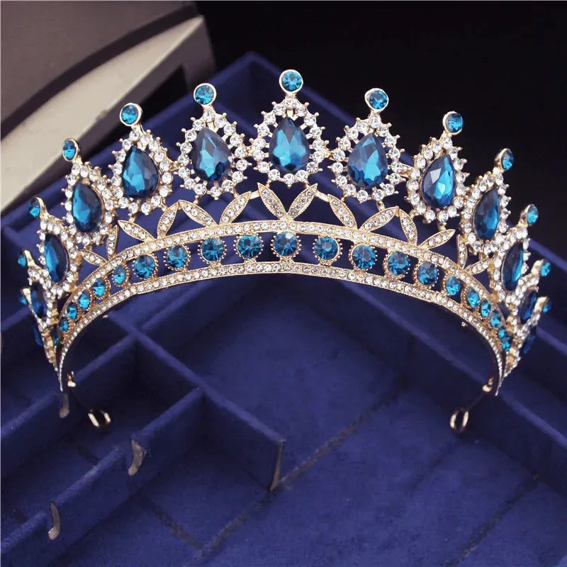 Princess Crystal Water Drop Tiara Crowns Hair Jewelry Accessory