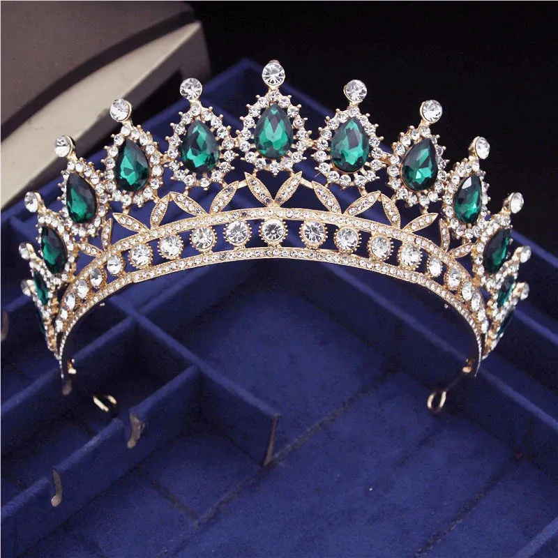 Princess Crystal Water Drop Tiara Crowns Hair Jewelry Accessory