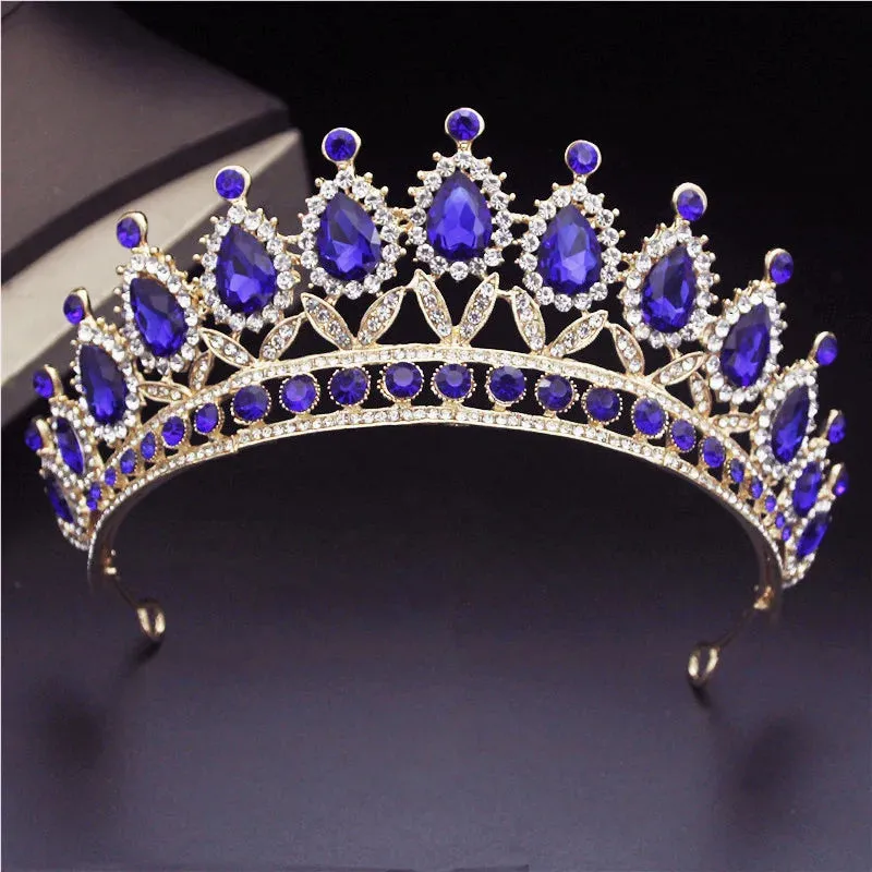 Princess Crystal Water Drop Tiara Crowns Hair Jewelry Accessory