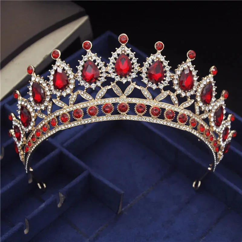 Princess Crystal Water Drop Tiara Crowns Hair Jewelry Accessory