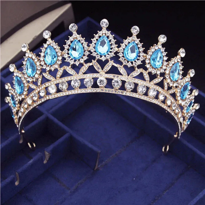 Princess Crystal Water Drop Tiara Crowns Hair Jewelry Accessory