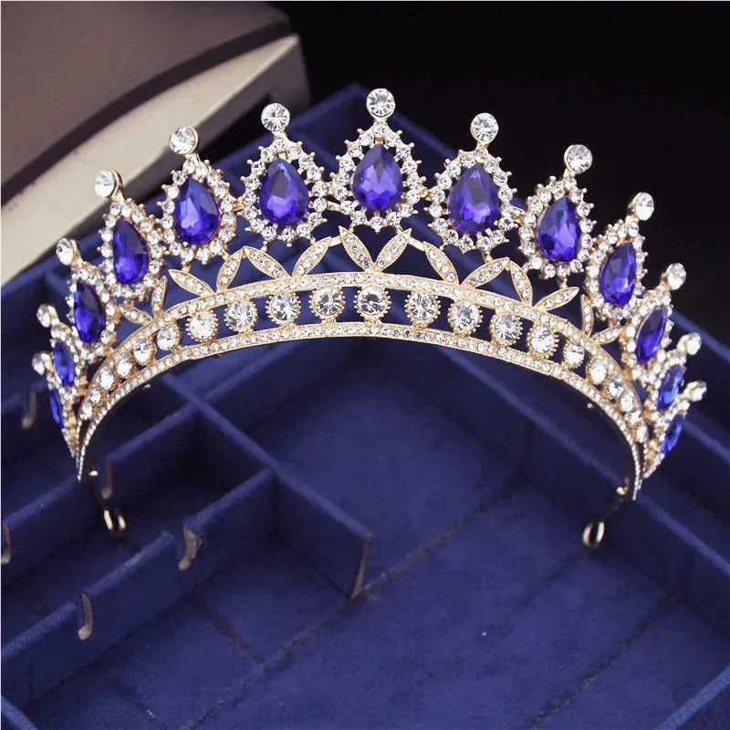 Princess Crystal Water Drop Tiara Crowns Hair Jewelry Accessory