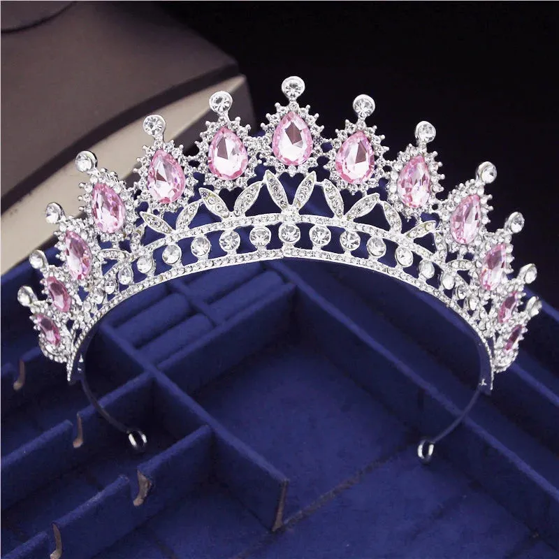 Princess Crystal Water Drop Tiara Crowns Hair Jewelry Accessory