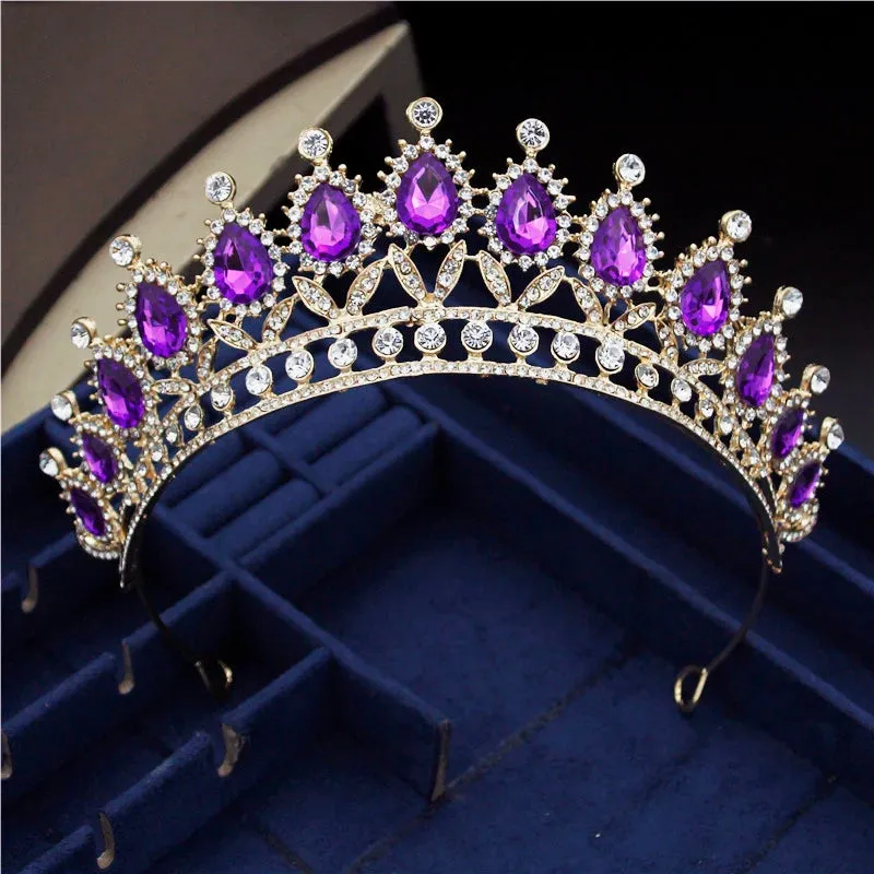 Princess Crystal Water Drop Tiara Crowns Hair Jewelry Accessory