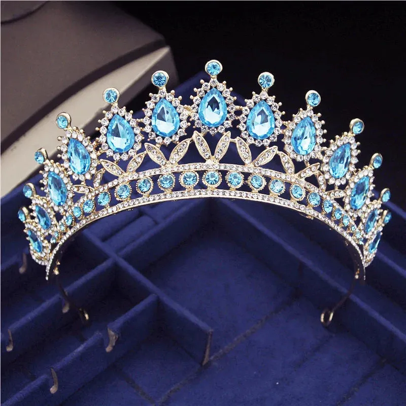 Princess Crystal Water Drop Tiara Crowns Hair Jewelry Accessory