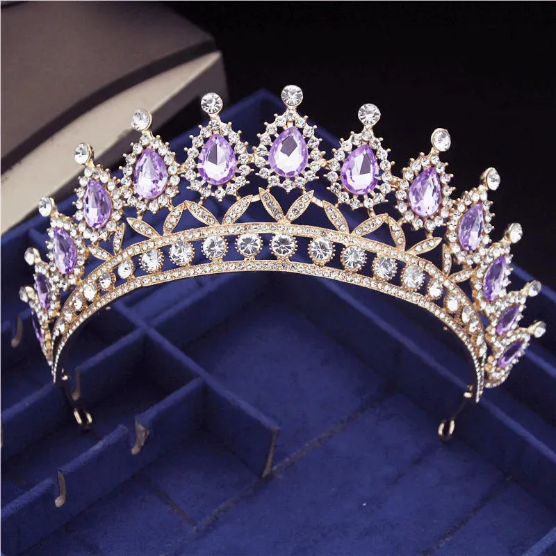 Princess Crystal Water Drop Tiara Crowns Hair Jewelry Accessory