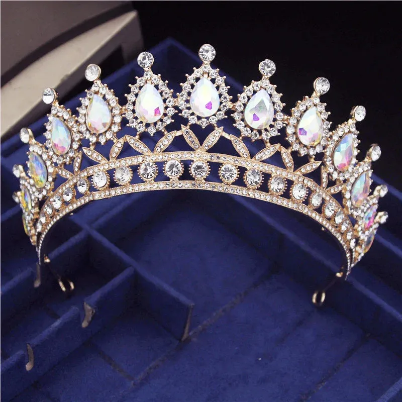 Princess Crystal Water Drop Tiara Crowns Hair Jewelry Accessory