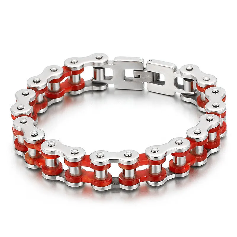 Punk Chic Men's Bicycle Bracelet in Stainless Steel