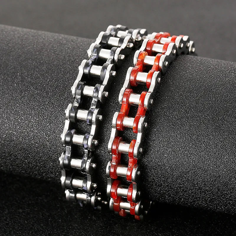 Punk Chic Men's Bicycle Bracelet in Stainless Steel