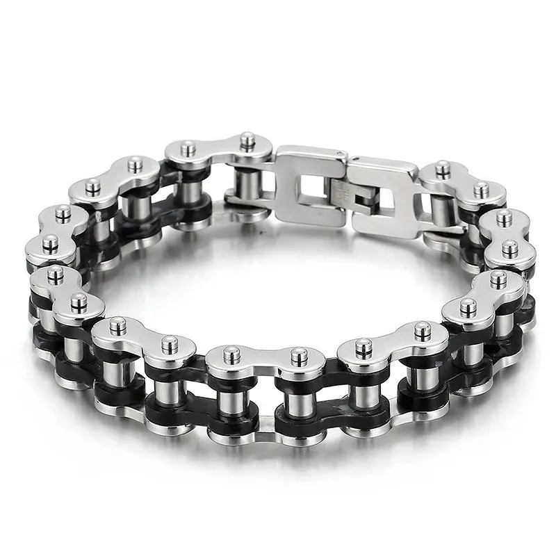 Punk Chic Men's Bicycle Bracelet in Stainless Steel