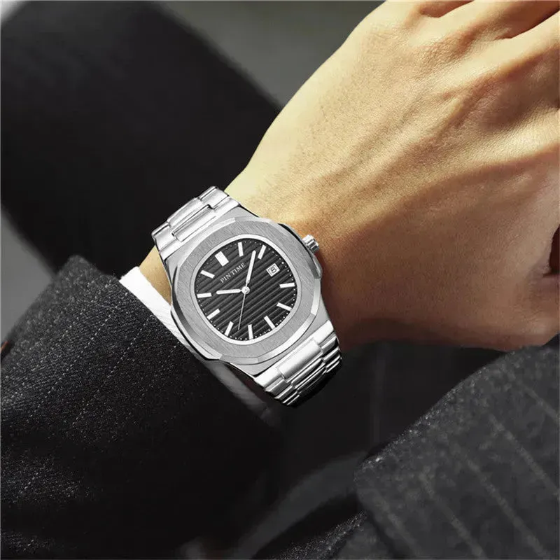 Quartz Watch Calendar Waterproof Luminous Steel Band Watch