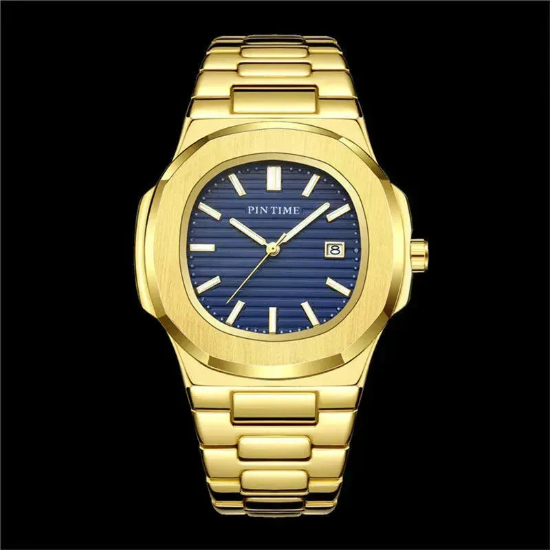 Quartz Watch Calendar Waterproof Luminous Steel Band Watch