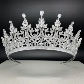 Quince Crown, Bridal Tiara, Quinceanera Corona with Peaks ,Finest Cut Zircon