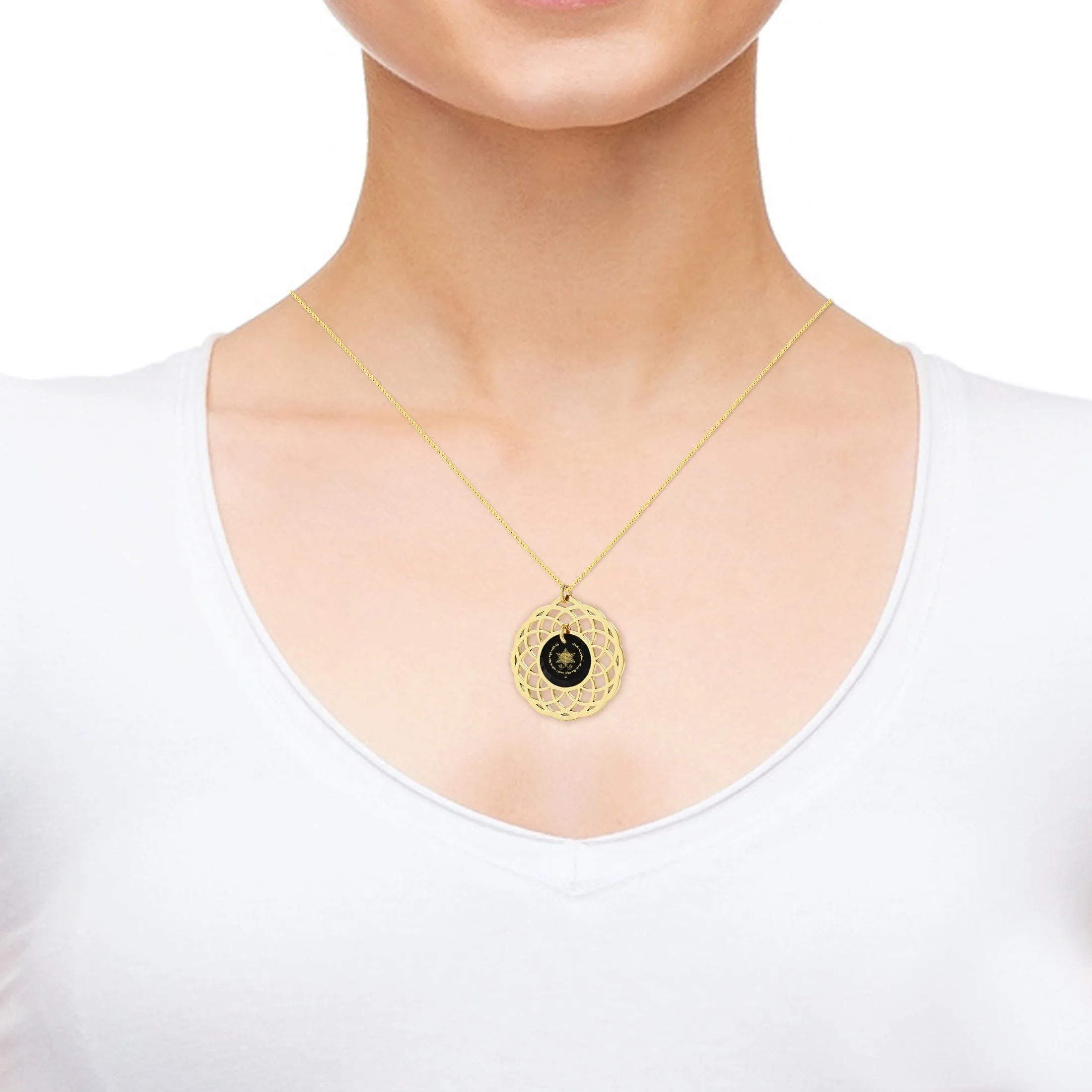 "Priestly Blessing", Sterling Silver Gold Plated (Vermeil) Necklace, Zirconia