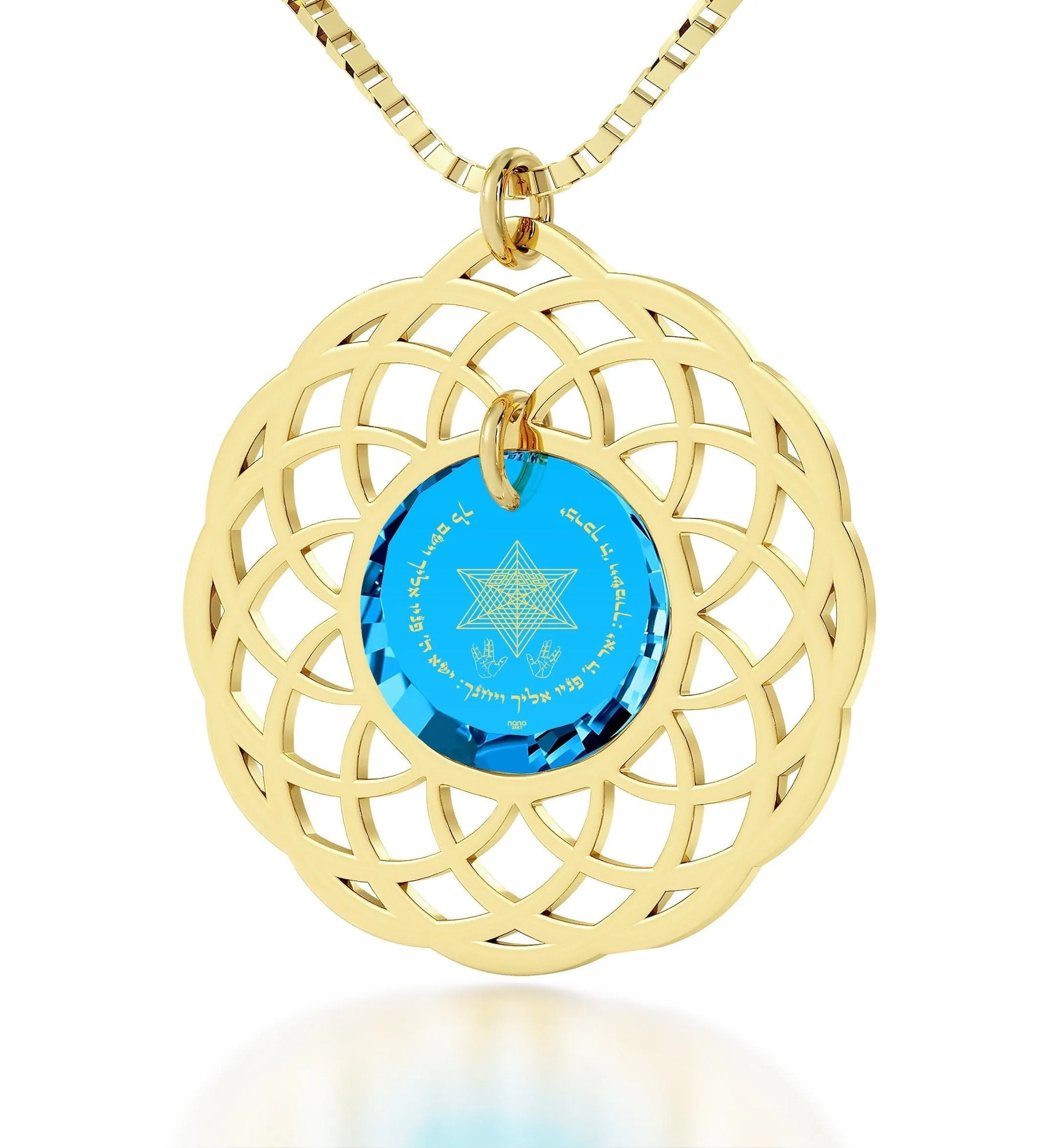 "Priestly Blessing", Sterling Silver Gold Plated (Vermeil) Necklace, Zirconia