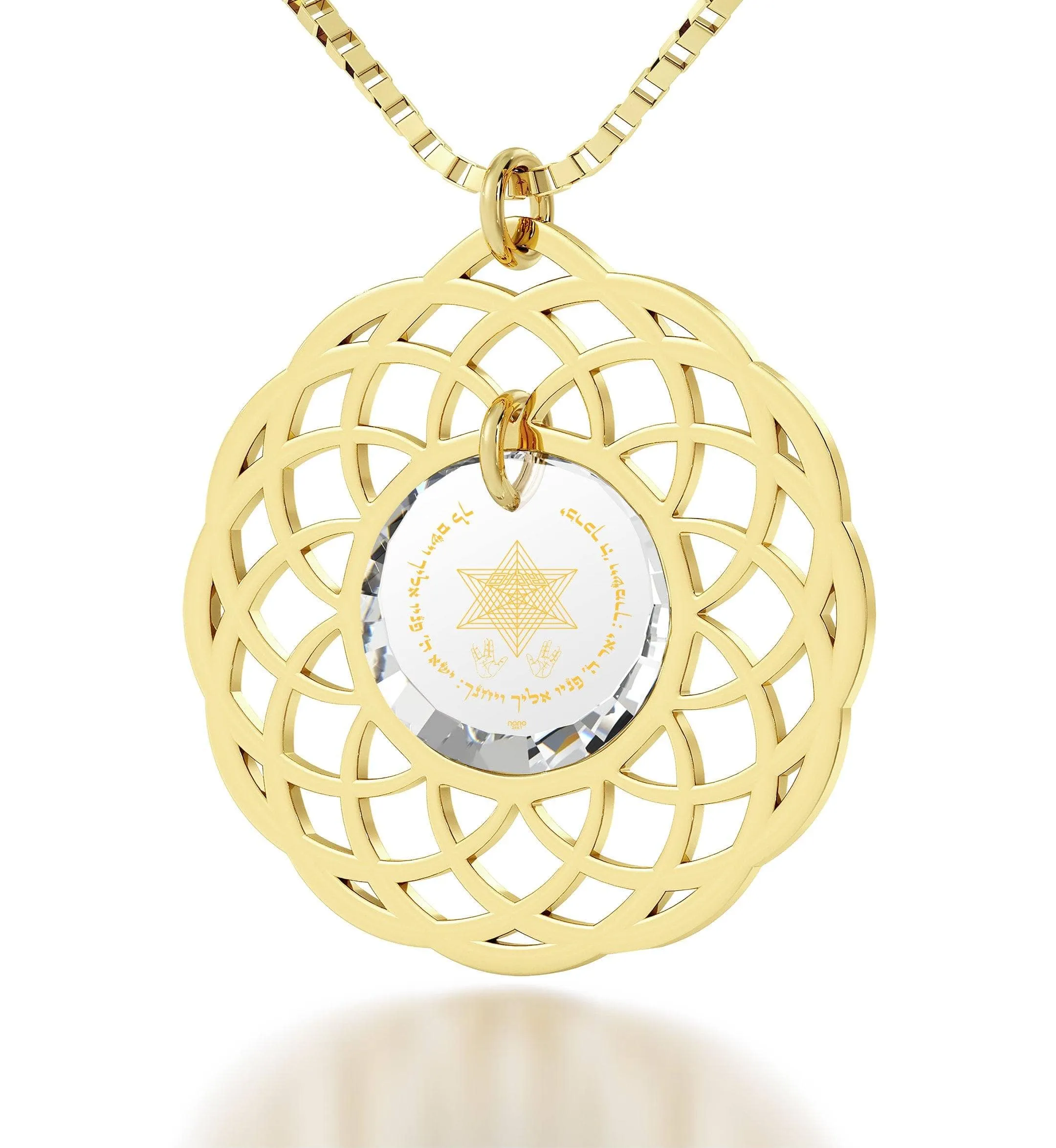 "Priestly Blessing", Sterling Silver Gold Plated (Vermeil) Necklace, Zirconia