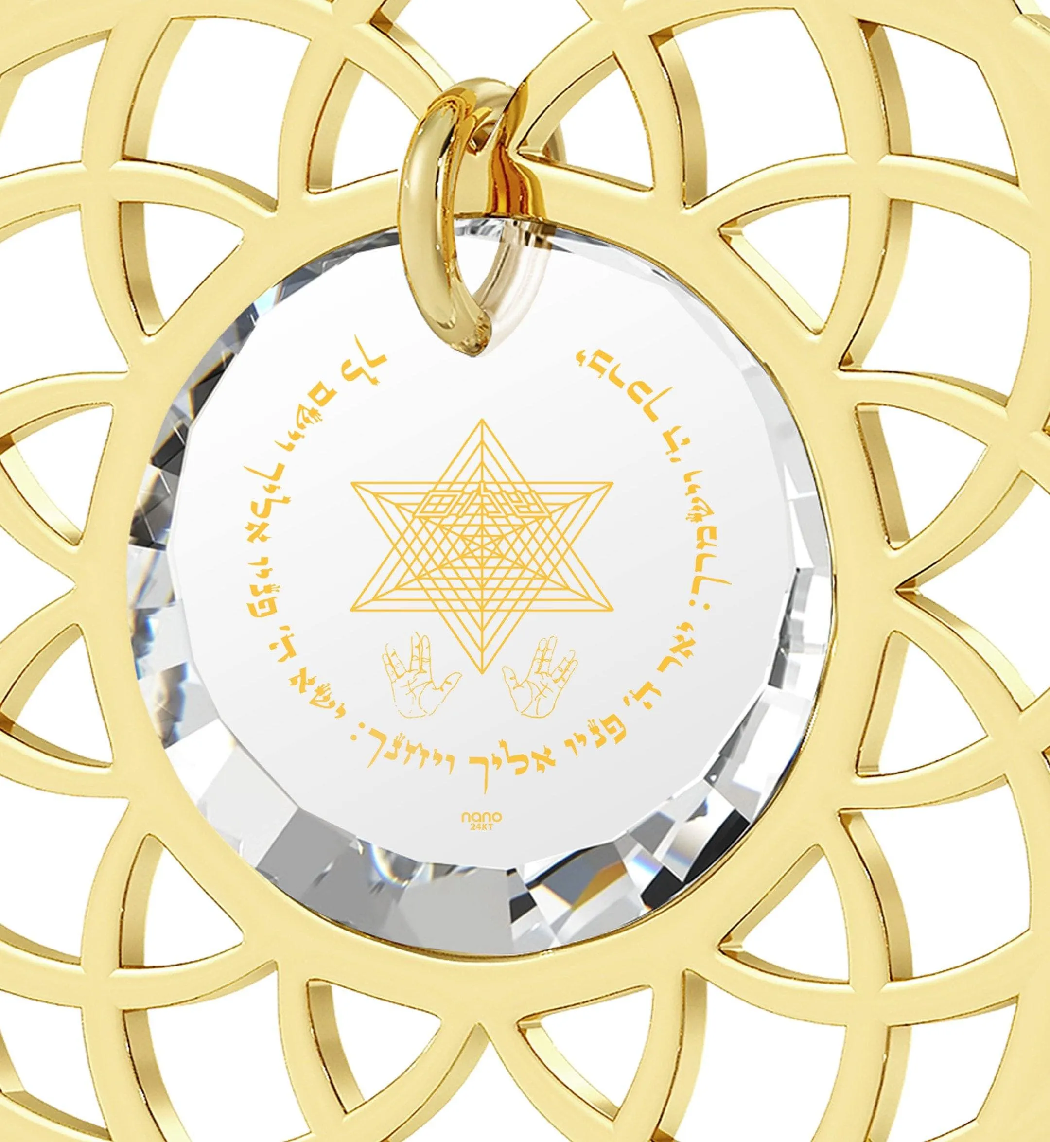 "Priestly Blessing", Sterling Silver Gold Plated (Vermeil) Necklace, Zirconia