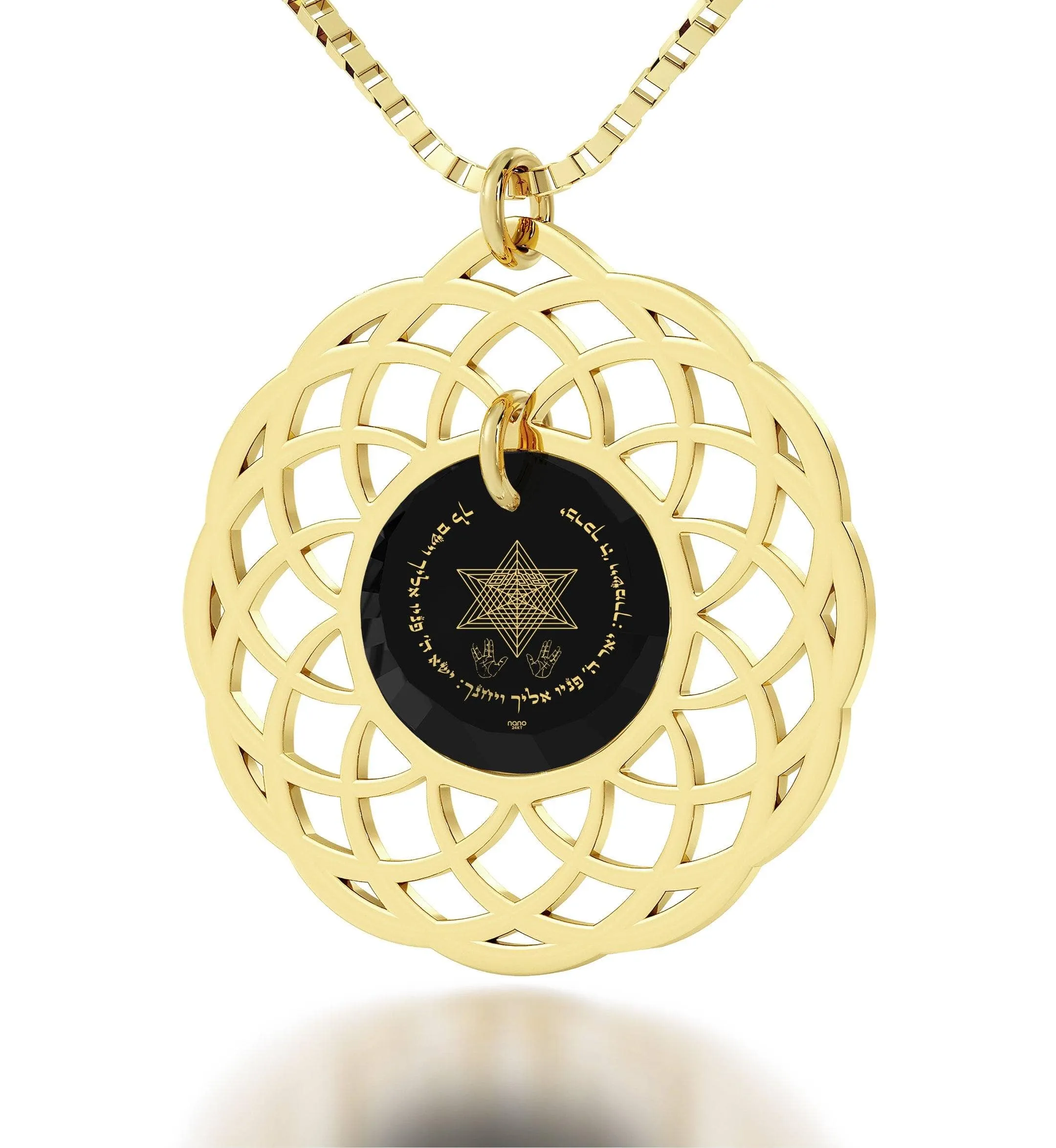 "Priestly Blessing", Sterling Silver Gold Plated (Vermeil) Necklace, Zirconia