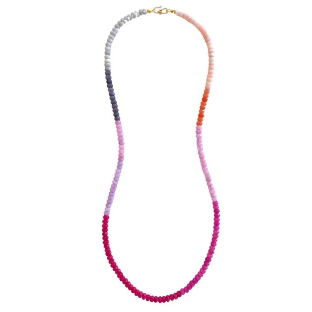 Raspberry Rose Beaded Necklace - 26"