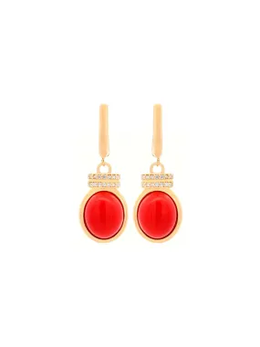 Red Coral 14K Gold Dangle Drop Earrings