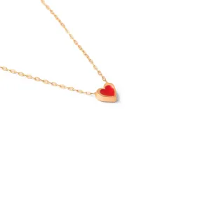 Red Heart Enamel Necklace