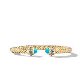 Renaissance Bracelet in 18K Yellow Gold with Turquoise, Hampton Blue Topaz and Iolite