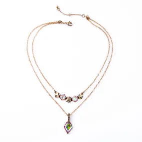 Retro Rhombus Multicolor Imitation Gems Concise Style Female Pendant Necklace