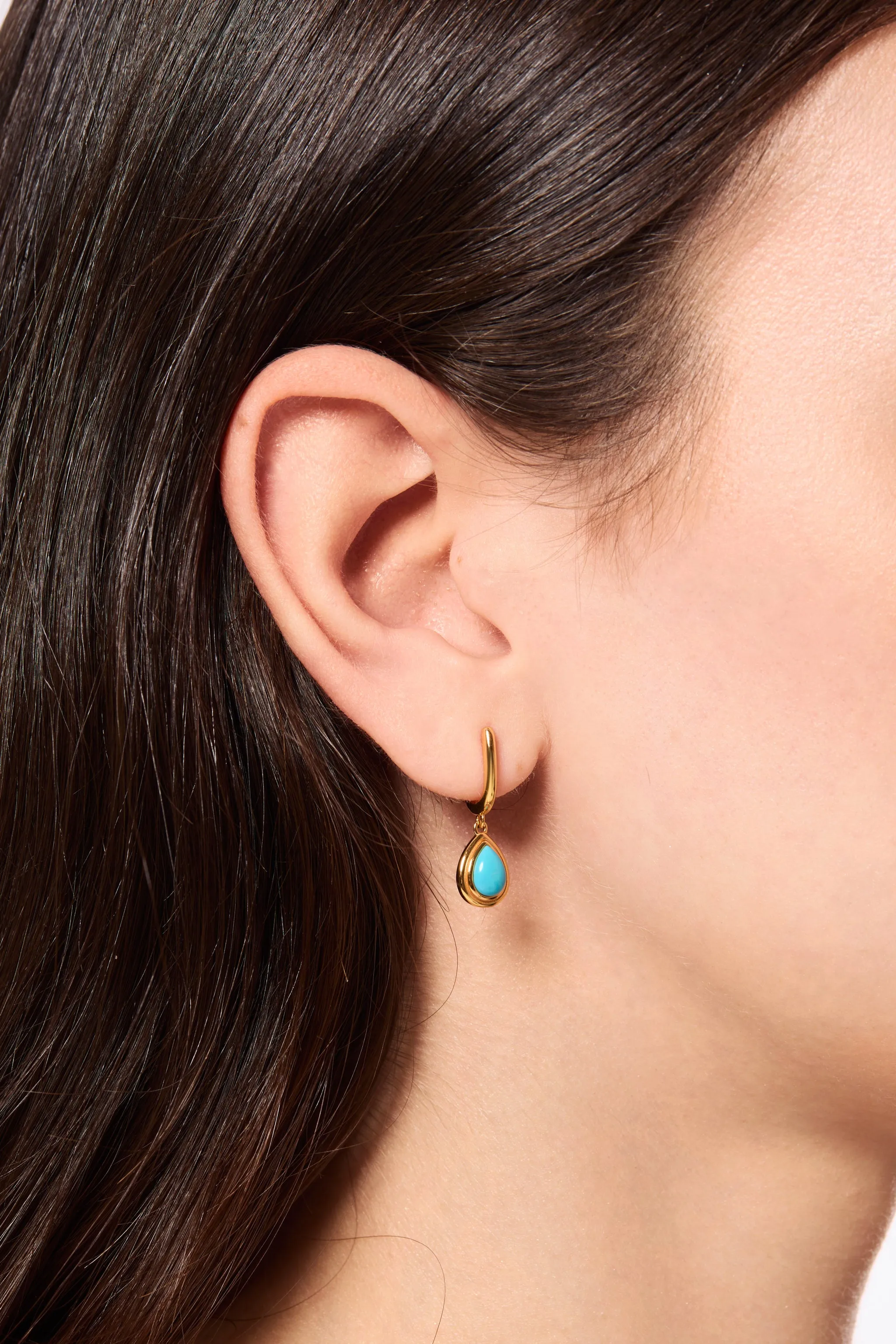 Ridge Teardrop Turquoise Gold Vermeil Drop Earring