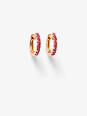 Rose Gold & Ruby Hoop Earrings