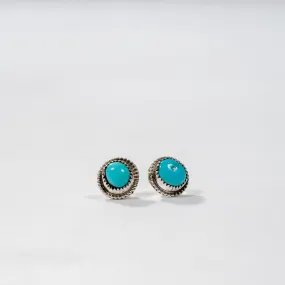 Round Turquoise Stone Stud Earrings