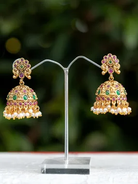 Ruby Emerald Drops Jhumka