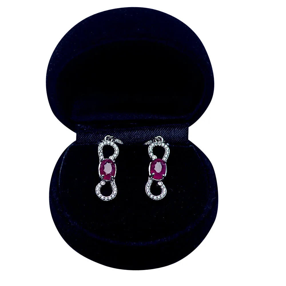 Ruby Infinity Silver Earrings