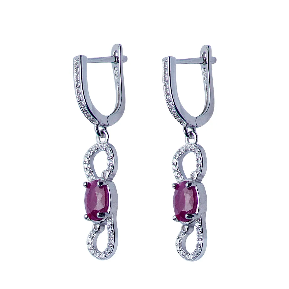 Ruby Infinity Silver Earrings