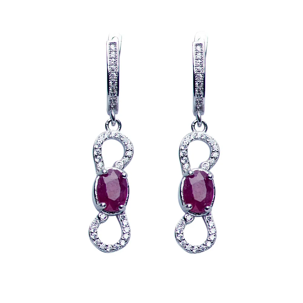 Ruby Infinity Silver Earrings