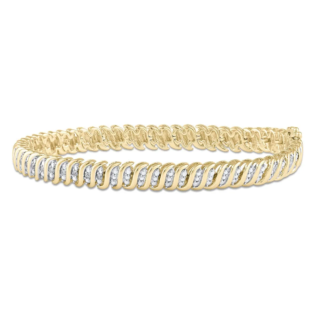 S Link Bracelet with 0.15ct of Diamonds in Gold Plated Sterling Silver