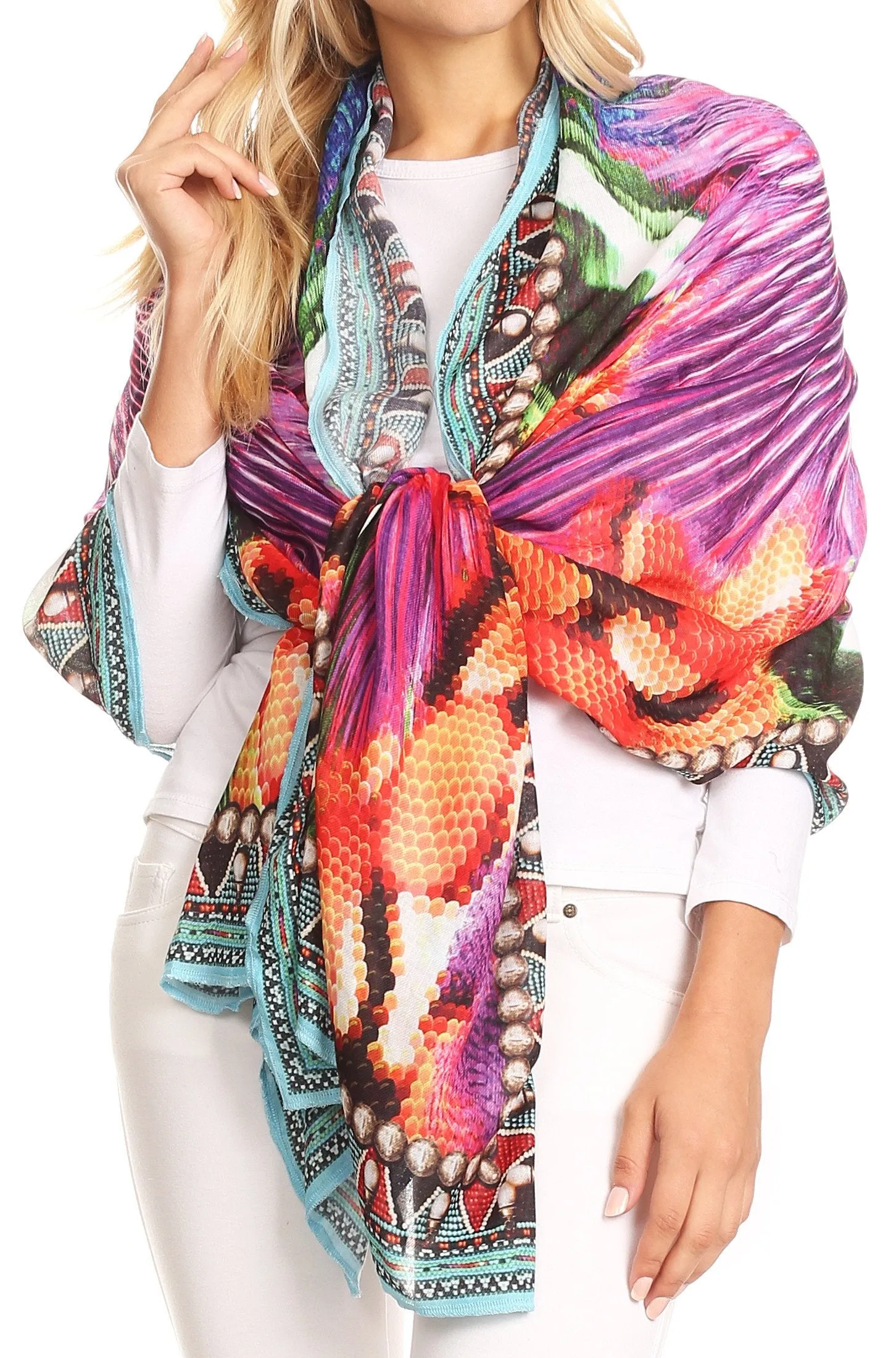 Sakkas Tuma Colorful Printed Lightweight Gauzy Scarf Shawl