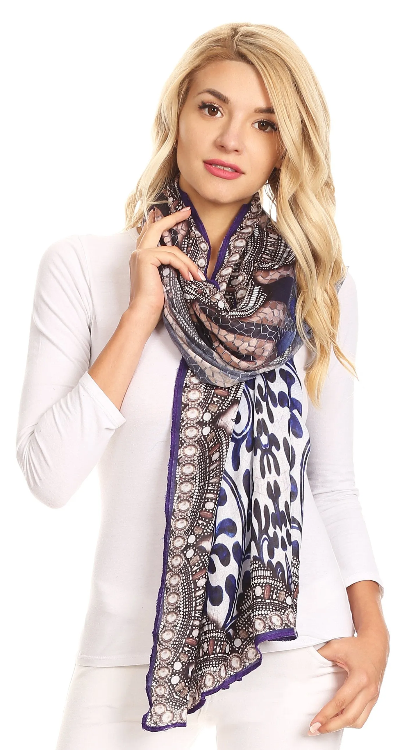 Sakkas Tuma Colorful Printed Lightweight Gauzy Scarf Shawl