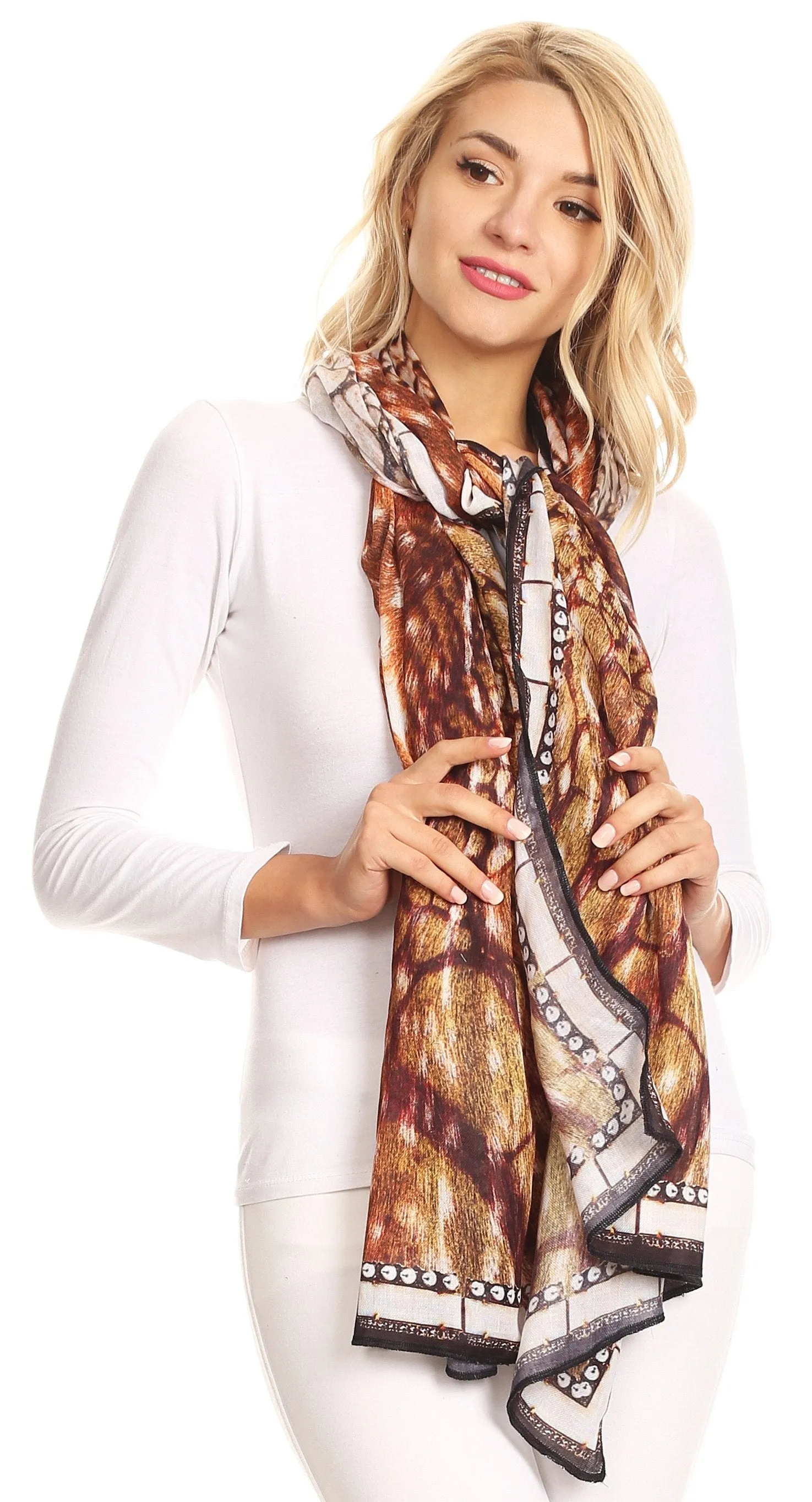 Sakkas Tuma Colorful Printed Lightweight Gauzy Scarf Shawl