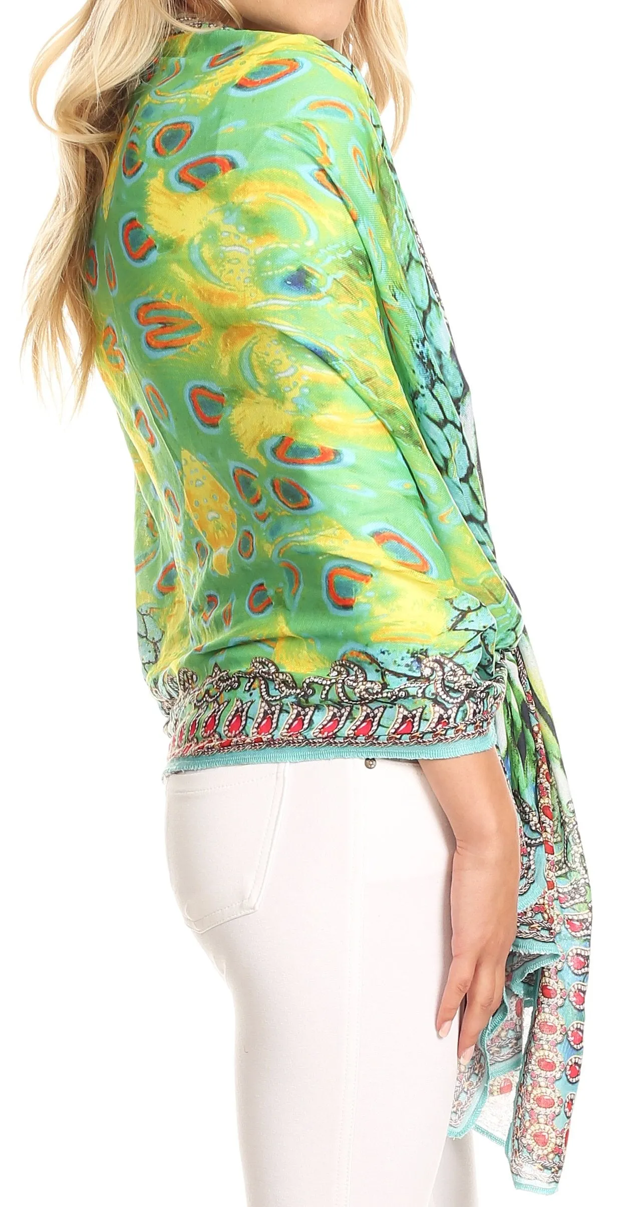 Sakkas Tuma Colorful Printed Lightweight Gauzy Scarf Shawl