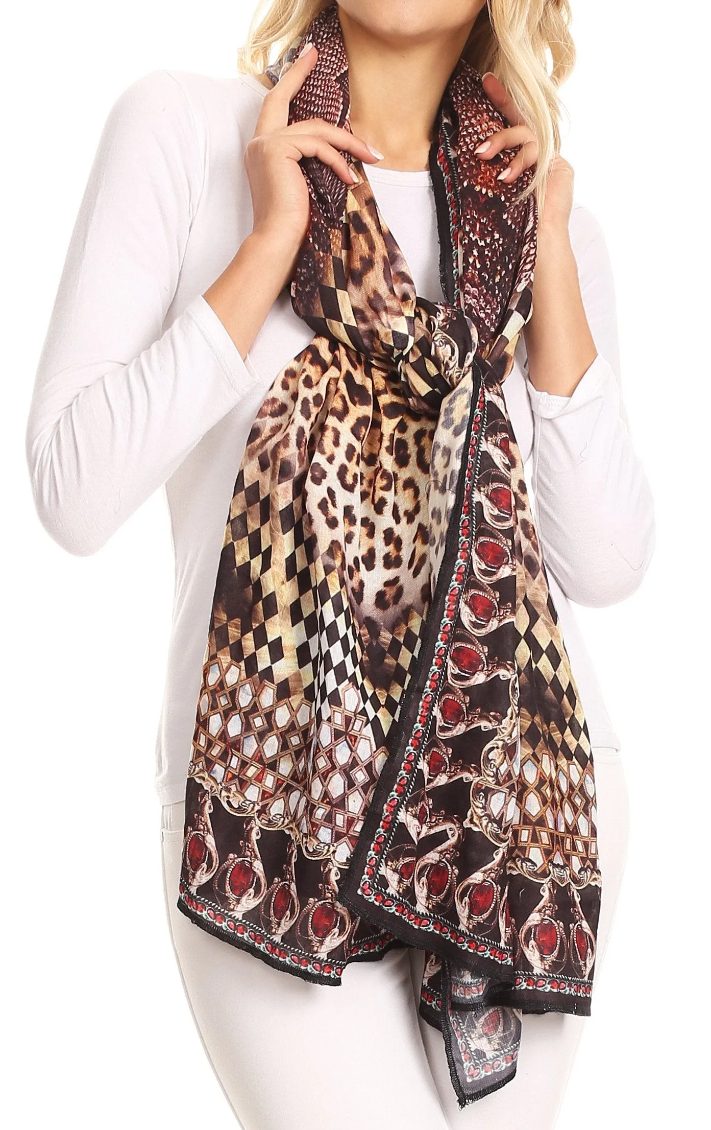 Sakkas Tuma Colorful Printed Lightweight Gauzy Scarf Shawl