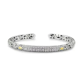 Samuel B. Sterling Silver and 18K Yellow Gold White Topaz Pave Bracelet (98583)