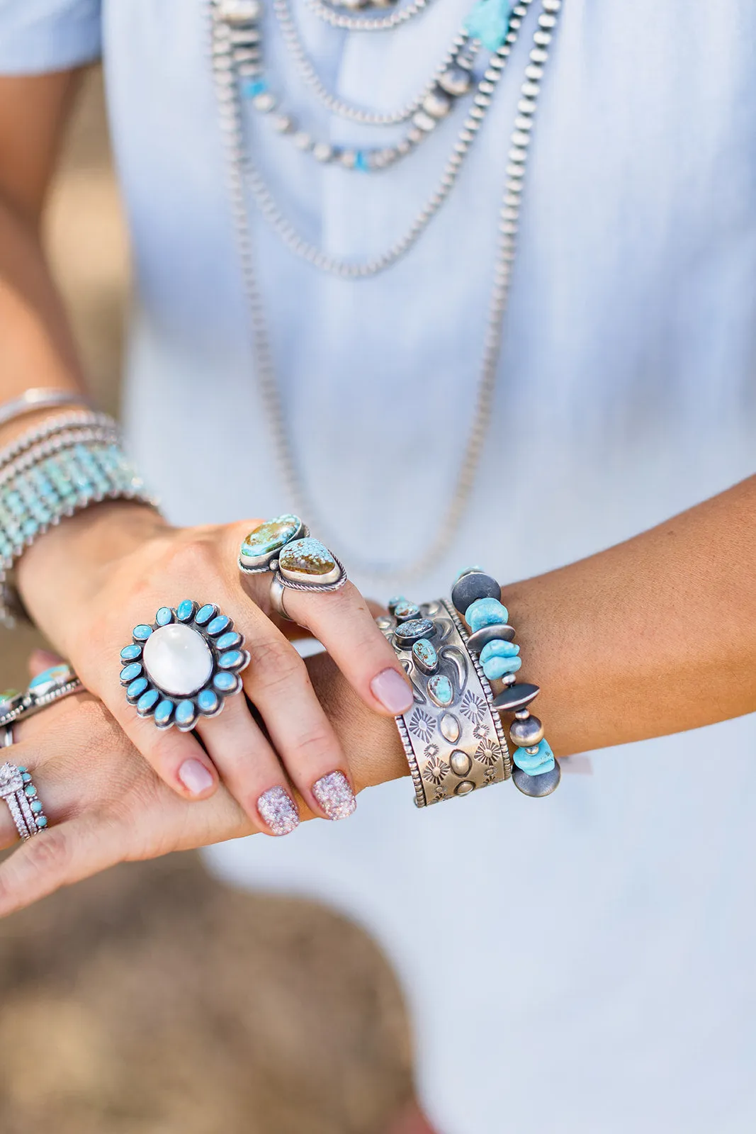 Saucer Navajo Pearl Bracelet - Turquoise