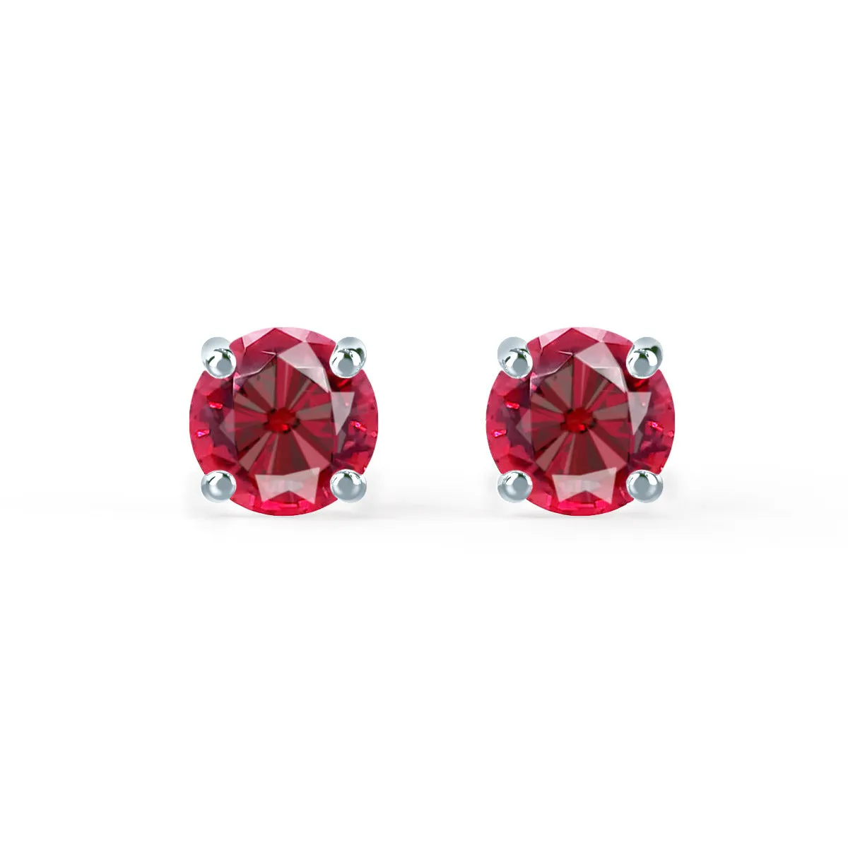 SENA - Round Ruby 950 Platinum Stud Earrings