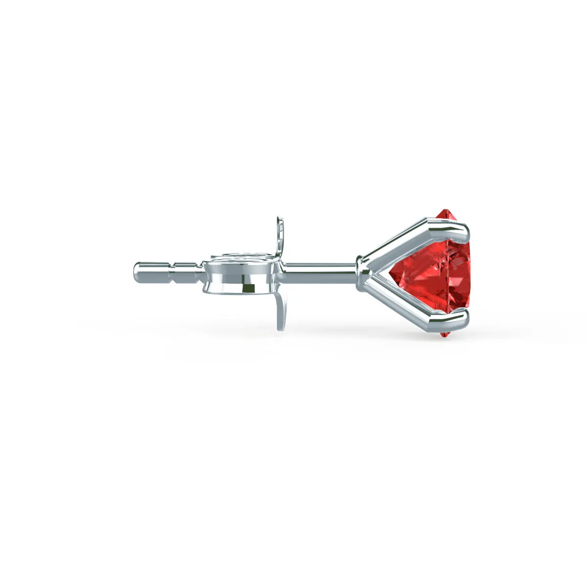 SENA - Round Ruby 950 Platinum Stud Earrings