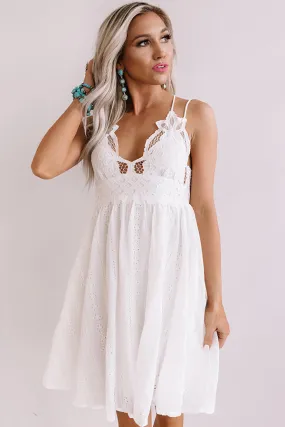 Setting Sail To Santorini Eyelet Dress In White