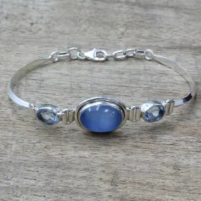 Shining Blue Chalcedony & Topaz Bracelet